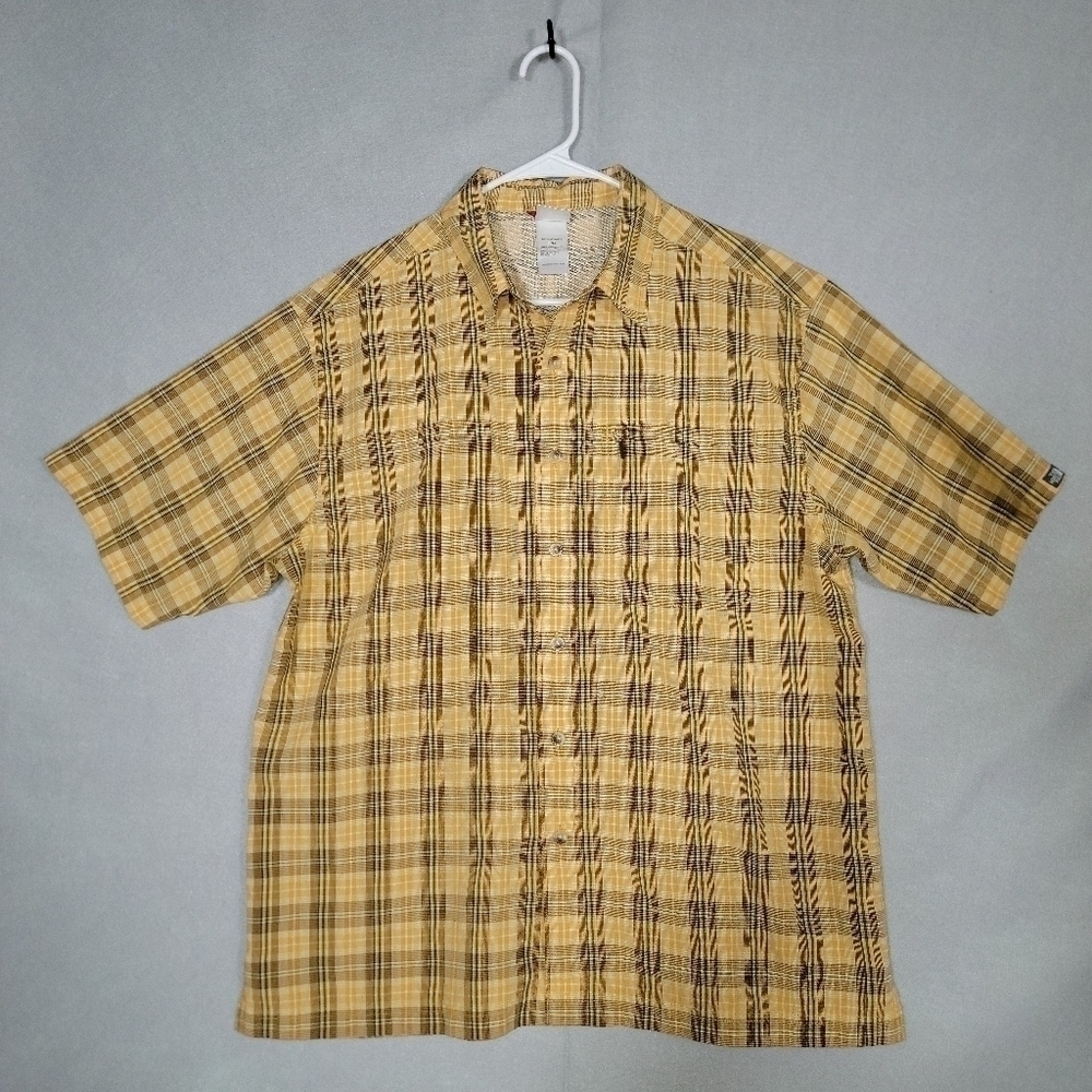 The North Face Mens Yellow Plaid Button Up Shirt Size Large